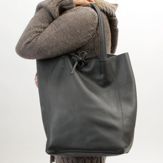 Leder Shopper Tasche Grau - AXON