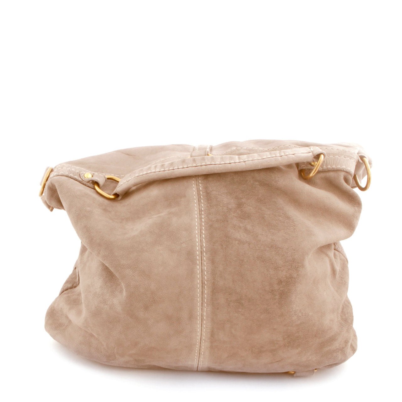Leder Tasche mit 2 Taschen Nieten Beige - AXON