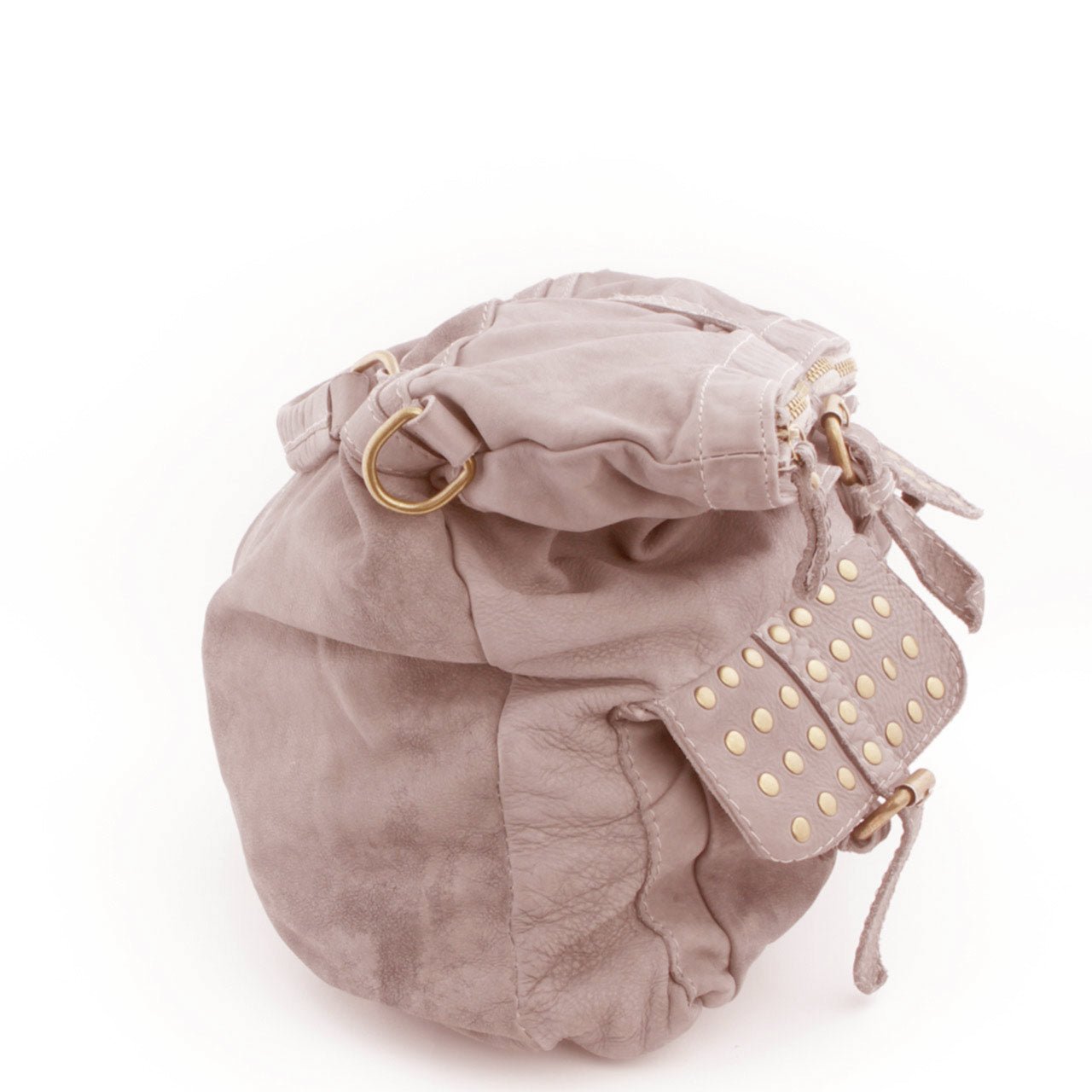 Leder Tasche mit 2 Taschen Nieten Beige - AXON