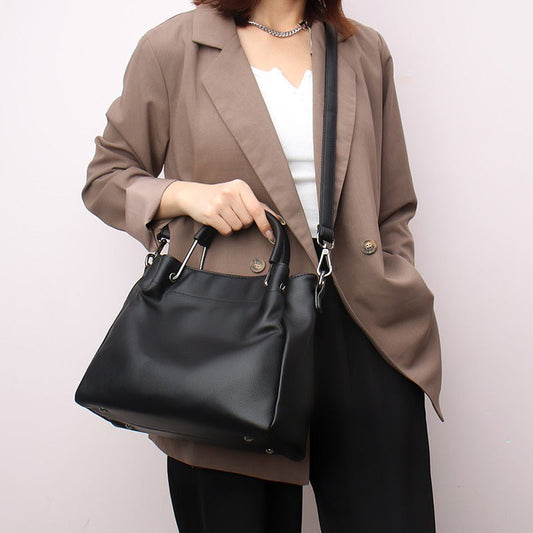 Leisure Soft Leather Bucket Bag Commuting To Work - AXON