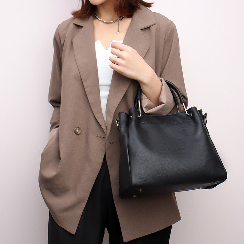 Leisure Soft Leather Bucket Bag Commuting To Work - AXON