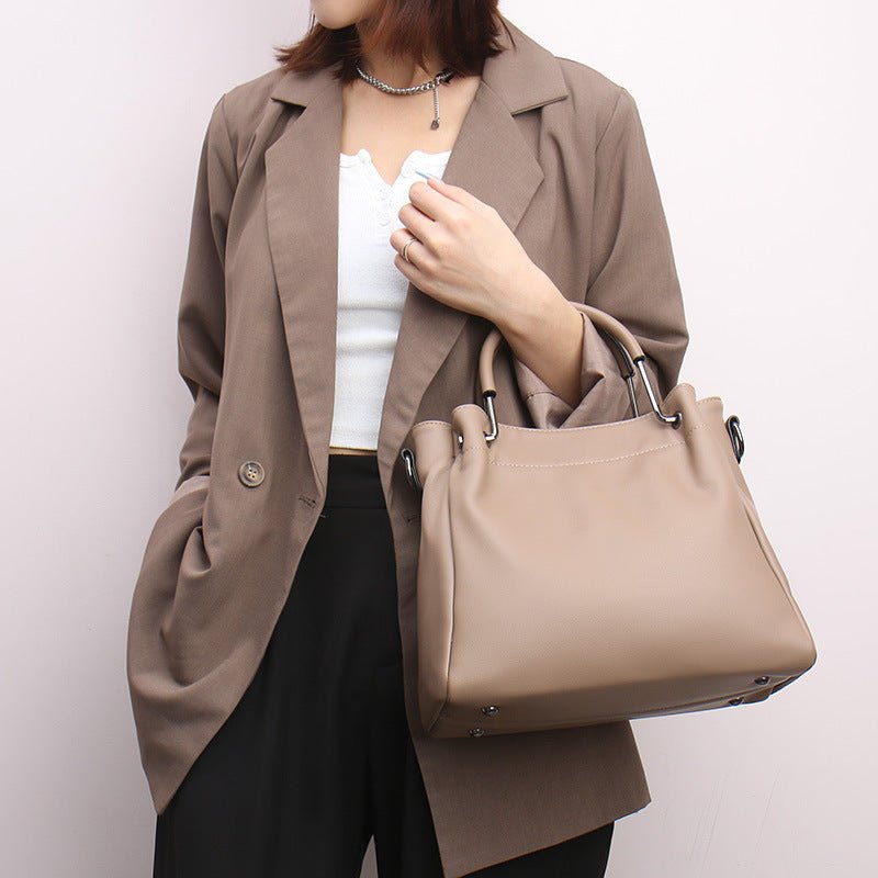 Leisure Soft Leather Bucket Bag Commuting To Work - AXON