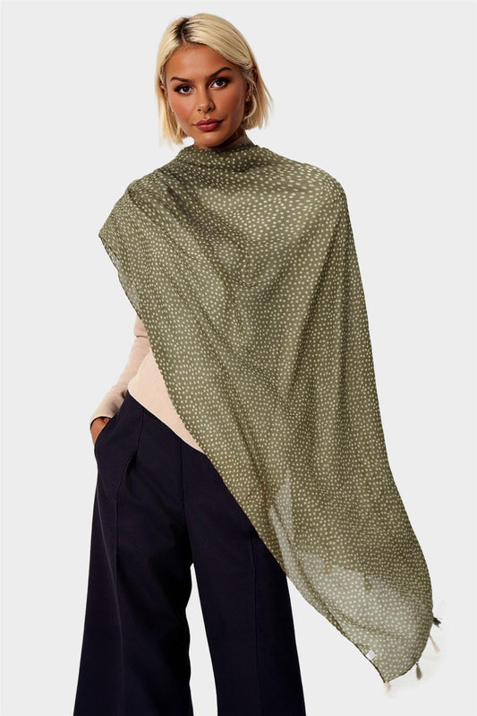 Little Floral Print Tassel Scarf In Brown - AXON