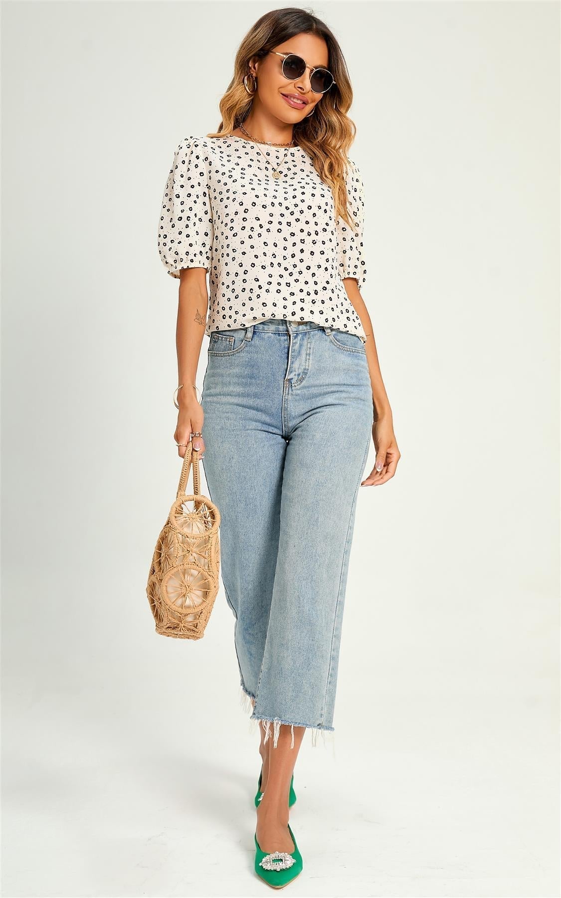 Little Flower Top/Blouse In White - AXON