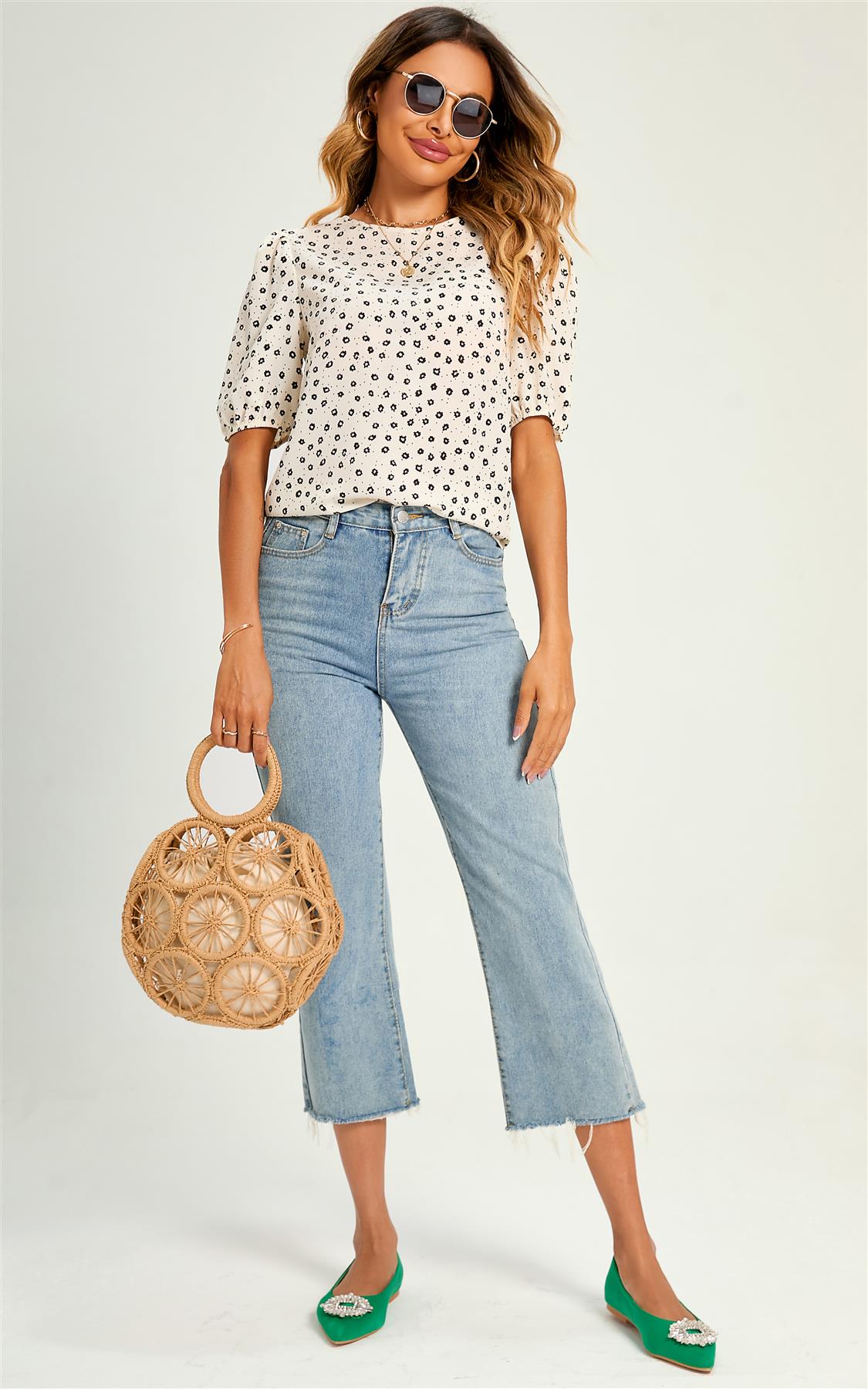 Little Flower Top/Blouse In White - AXON