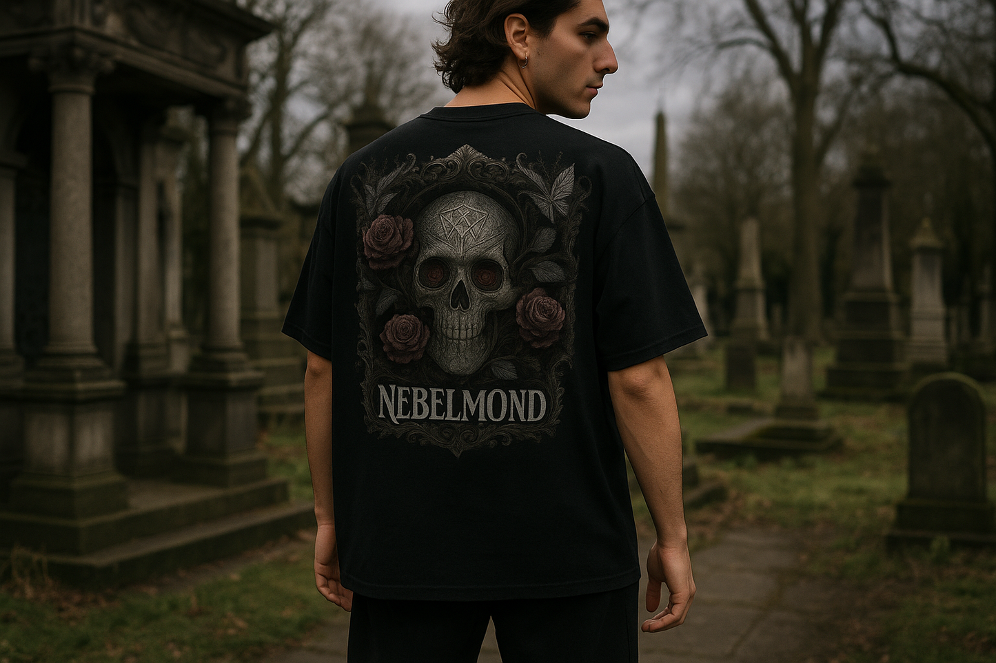 Gothic Rose Skull | Occult Spirituality Collection | Nebelmond Oversized Shirt