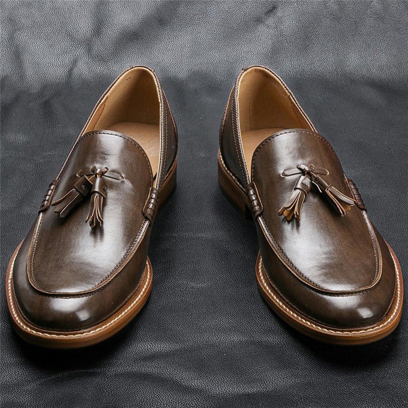 Men Casual Shoes Leather Loafers Business Dress Formal Shoes - AXON