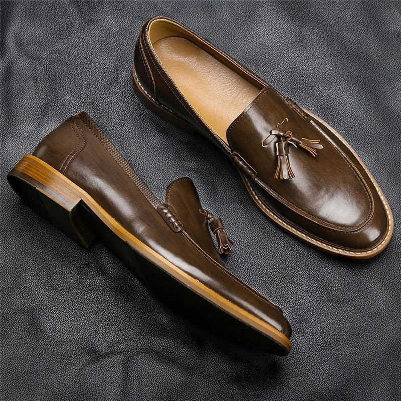 Men Casual Shoes Leather Loafers Business Dress Formal Shoes - AXON