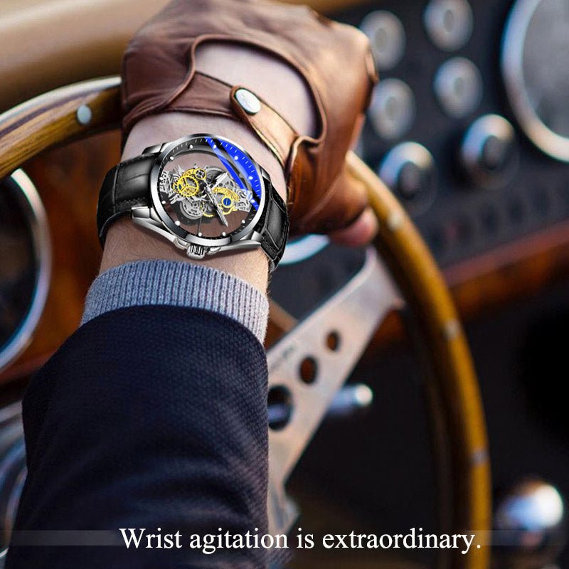 Men Watch Skeleton Automatic Quartz Watch Gold Skeleton Vintage Man Watch Mens Watches Top Brand Luxury - AXON