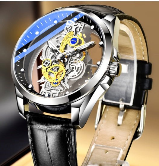 Men Watch Skeleton Automatic Quartz Watch Gold Skeleton Vintage Man Watch Mens Watches Top Brand Luxury - AXON