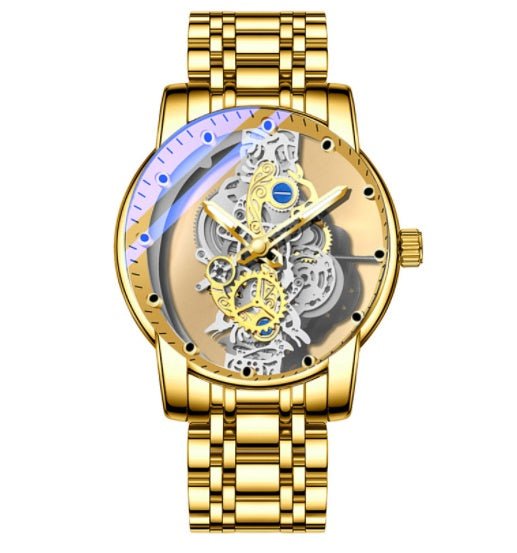 Men Watch Skeleton Automatic Quartz Watch Gold Skeleton Vintage Man Watch Mens Watches Top Brand Luxury - AXON