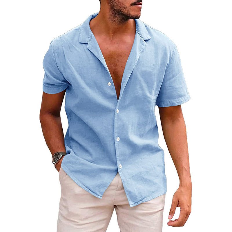 Men's Tops Casual Button Down Shirt Short Sleeve Beach Shirt Summer Mens Clothing - AXON