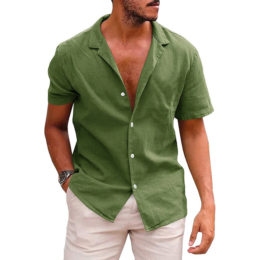 Men's Tops Casual Button Down Shirt Short Sleeve Beach Shirt Summer Mens Clothing - AXON