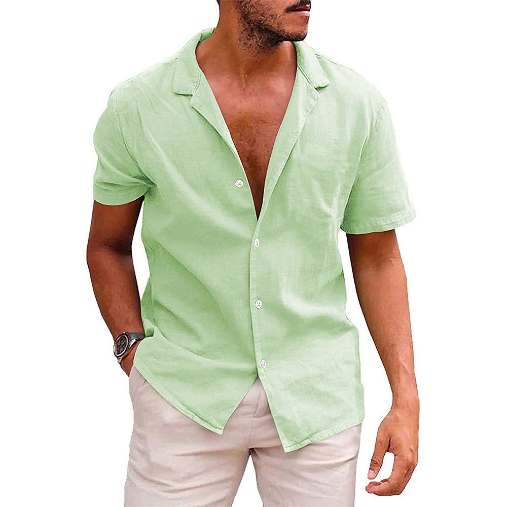 Men's Tops Casual Button Down Shirt Short Sleeve Beach Shirt Summer Mens Clothing - AXON