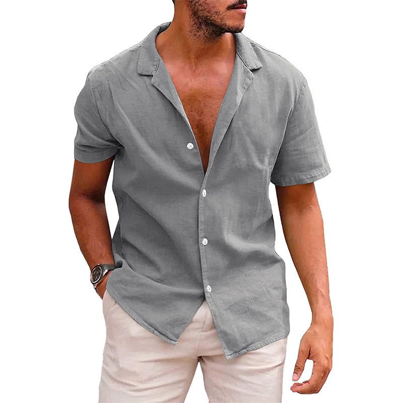 Men's Tops Casual Button Down Shirt Short Sleeve Beach Shirt Summer Mens Clothing - AXON