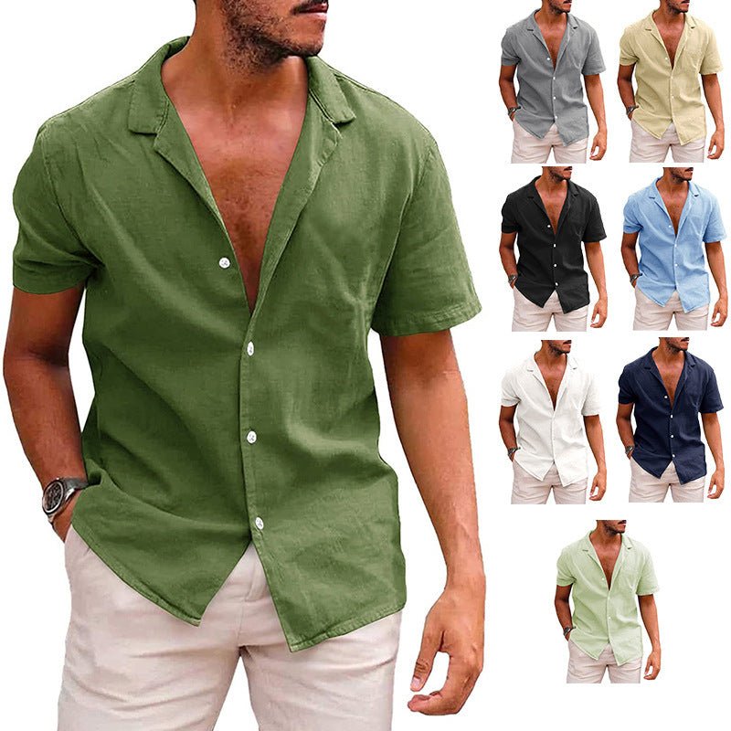 Men's Tops Casual Button Down Shirt Short Sleeve Beach Shirt Summer Mens Clothing - AXON