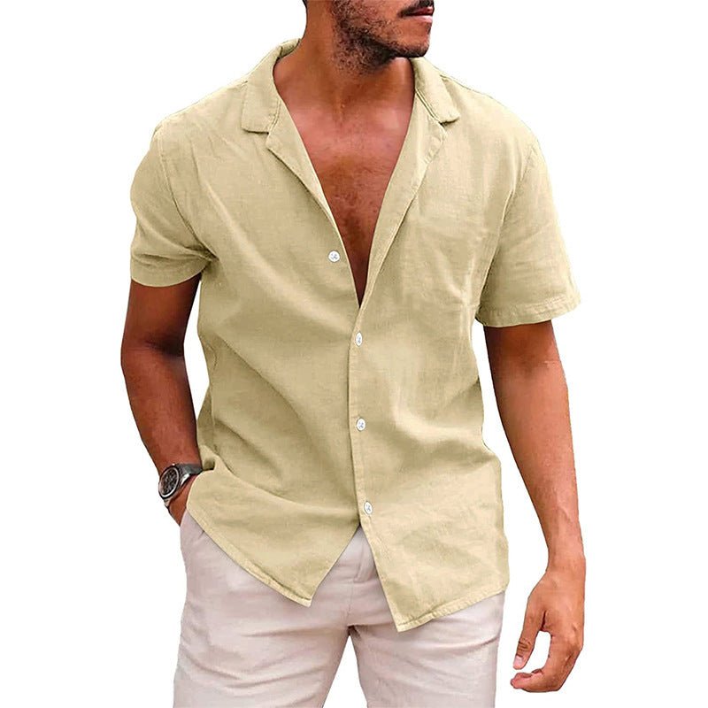 Men's Tops Casual Button Down Shirt Short Sleeve Beach Shirt Summer Mens Clothing - AXON