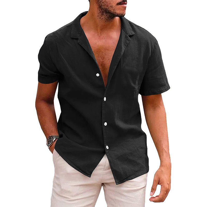 Men's Tops Casual Button Down Shirt Short Sleeve Beach Shirt Summer Mens Clothing - AXON