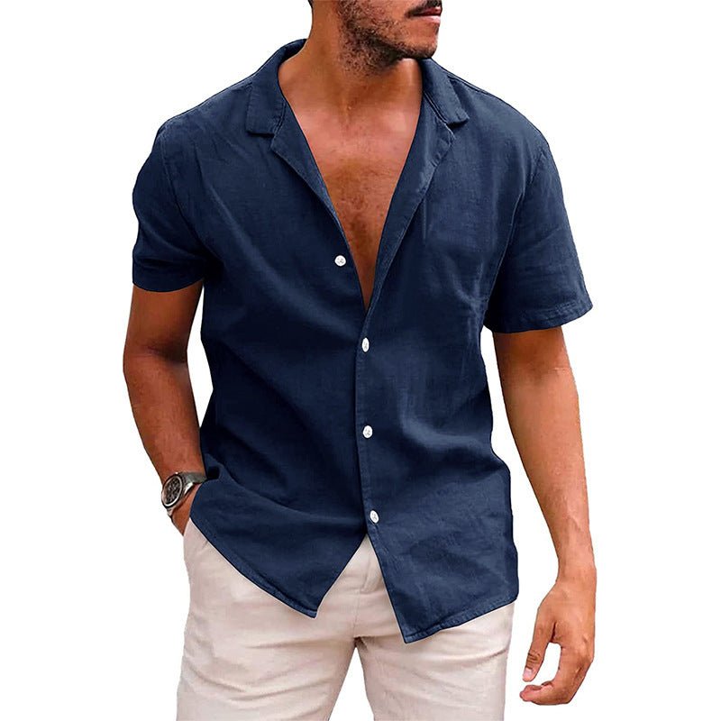 Men's Tops Casual Button Down Shirt Short Sleeve Beach Shirt Summer Mens Clothing - AXON