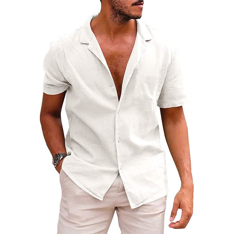 Men's Tops Casual Button Down Shirt Short Sleeve Beach Shirt Summer Mens Clothing - AXON