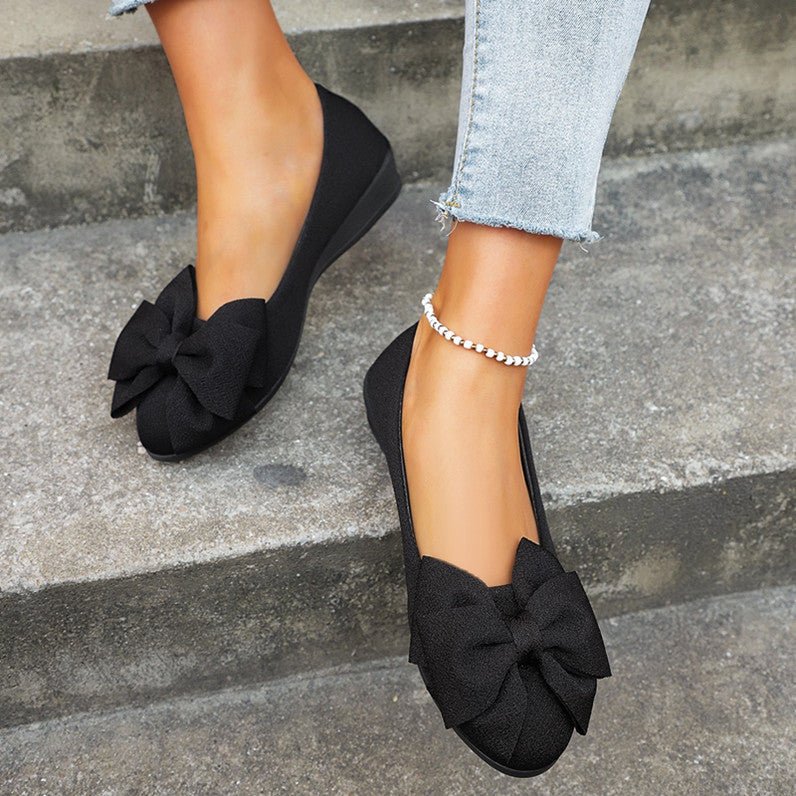 New Bowknot Flats Shoes Fashion Casual Round Toe Slip - on Shoes Loafers For Women - AXON