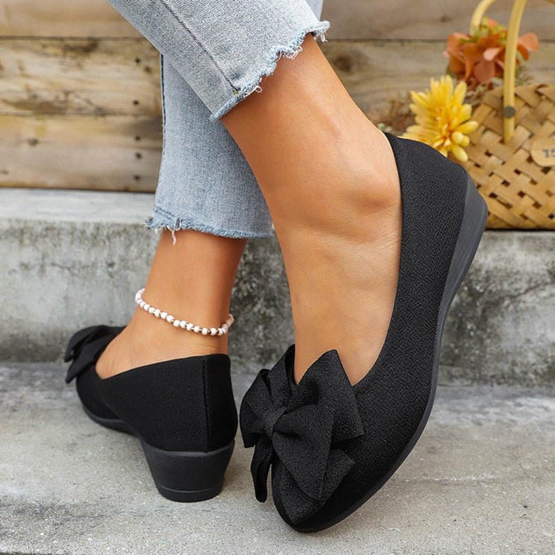 New Bowknot Flats Shoes Fashion Casual Round Toe Slip - on Shoes Loafers For Women - AXON