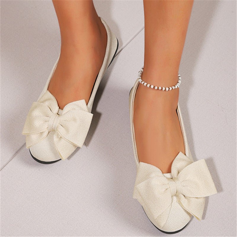 New Bowknot Flats Shoes Fashion Casual Round Toe Slip - on Shoes Loafers For Women - AXON