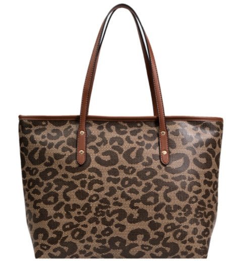 New Fashion Trendy Old Flower Leopard Print Tote Bag All - match Portable - AXON