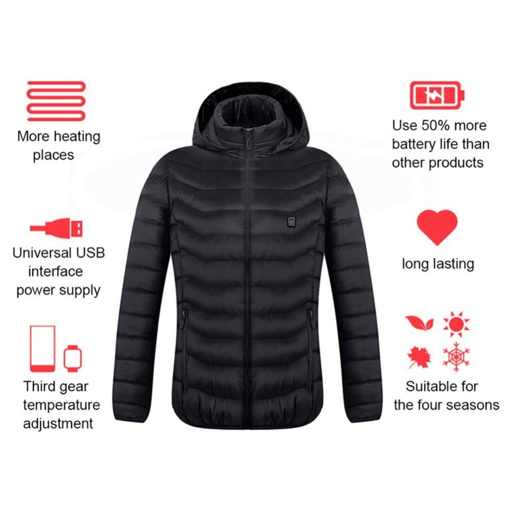 New Heated Jacket Coat USB Electric Jacket Cotton Coat Heater Thermal Clothing Heating Vest Men's Clothes Winter - AXON