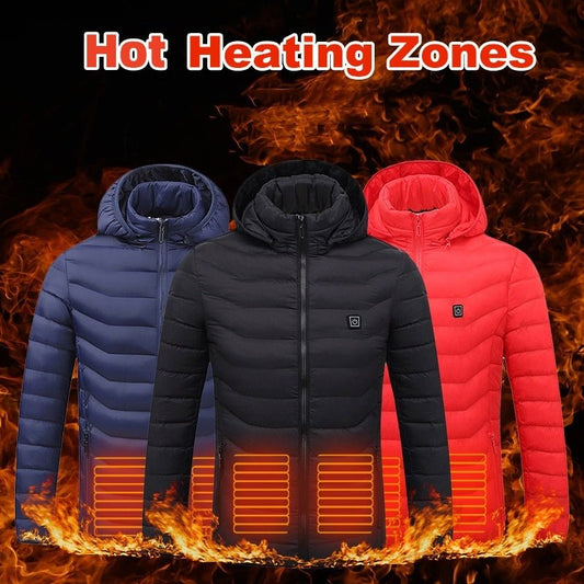 New Heated Jacket Coat USB Electric Jacket Cotton Coat Heater Thermal Clothing Heating Vest Men's Clothes Winter - AXON