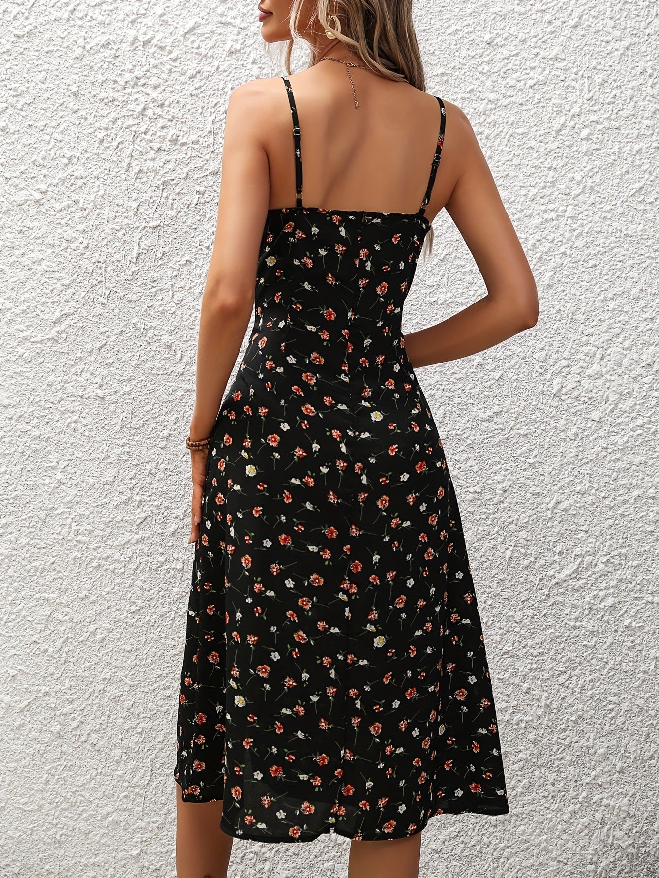 New Polka Dot Print Suspender Dress Summer Sexy Split long Dresses For Women´s Clothing - AXON