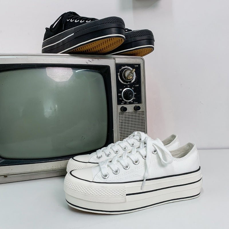 New Student Thick - Soled Increased Canvas Shoes Women - AXON