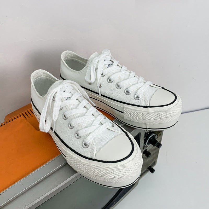 New Student Thick - Soled Increased Canvas Shoes Women - AXON