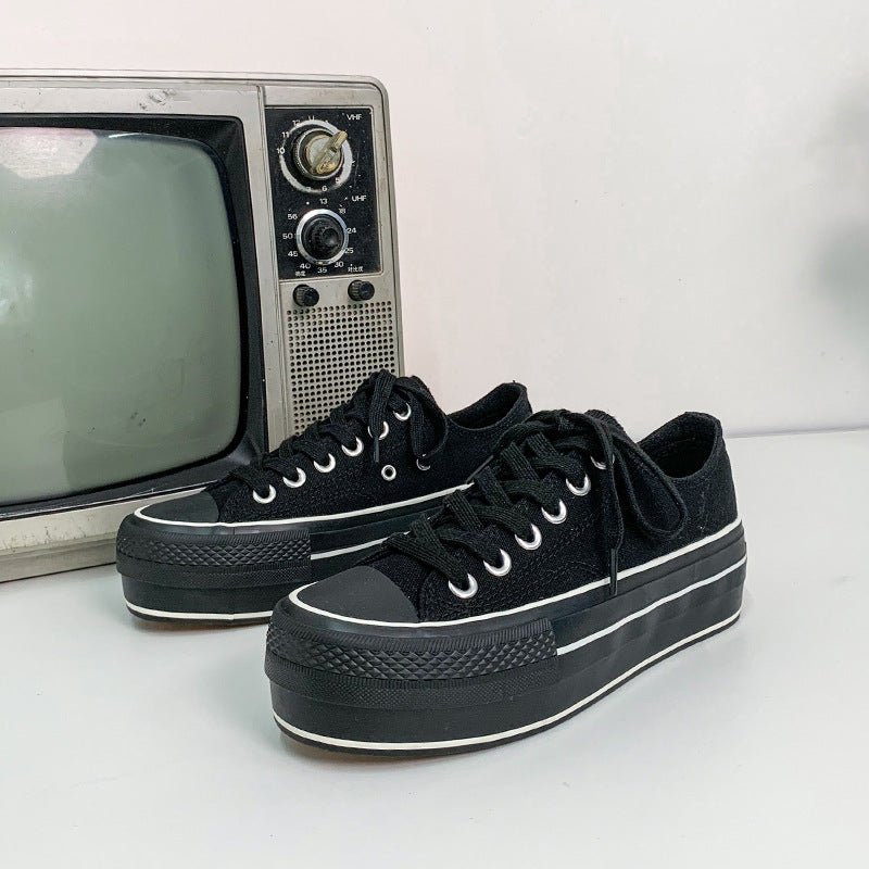 New Student Thick - Soled Increased Canvas Shoes Women - AXON