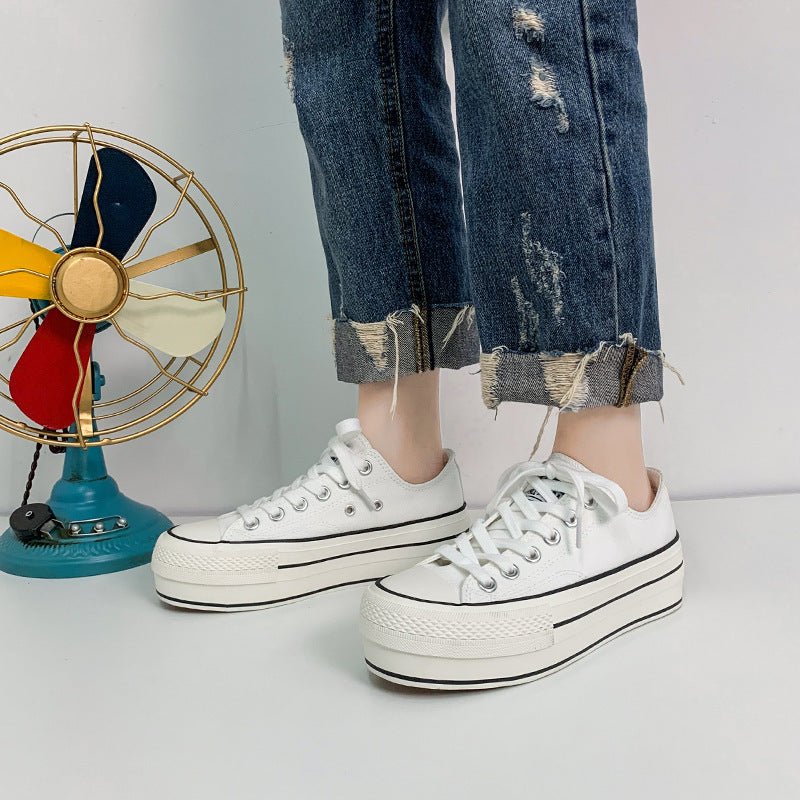 New Student Thick - Soled Increased Canvas Shoes Women - AXON