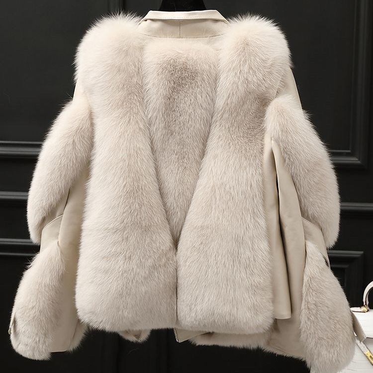 One - piece Fur Motorcycle Coat Long Wool Coat - AXON