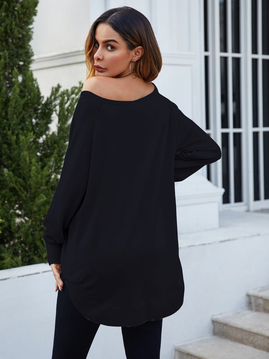 Oversize Knitted Jumper Top In Black - AXON