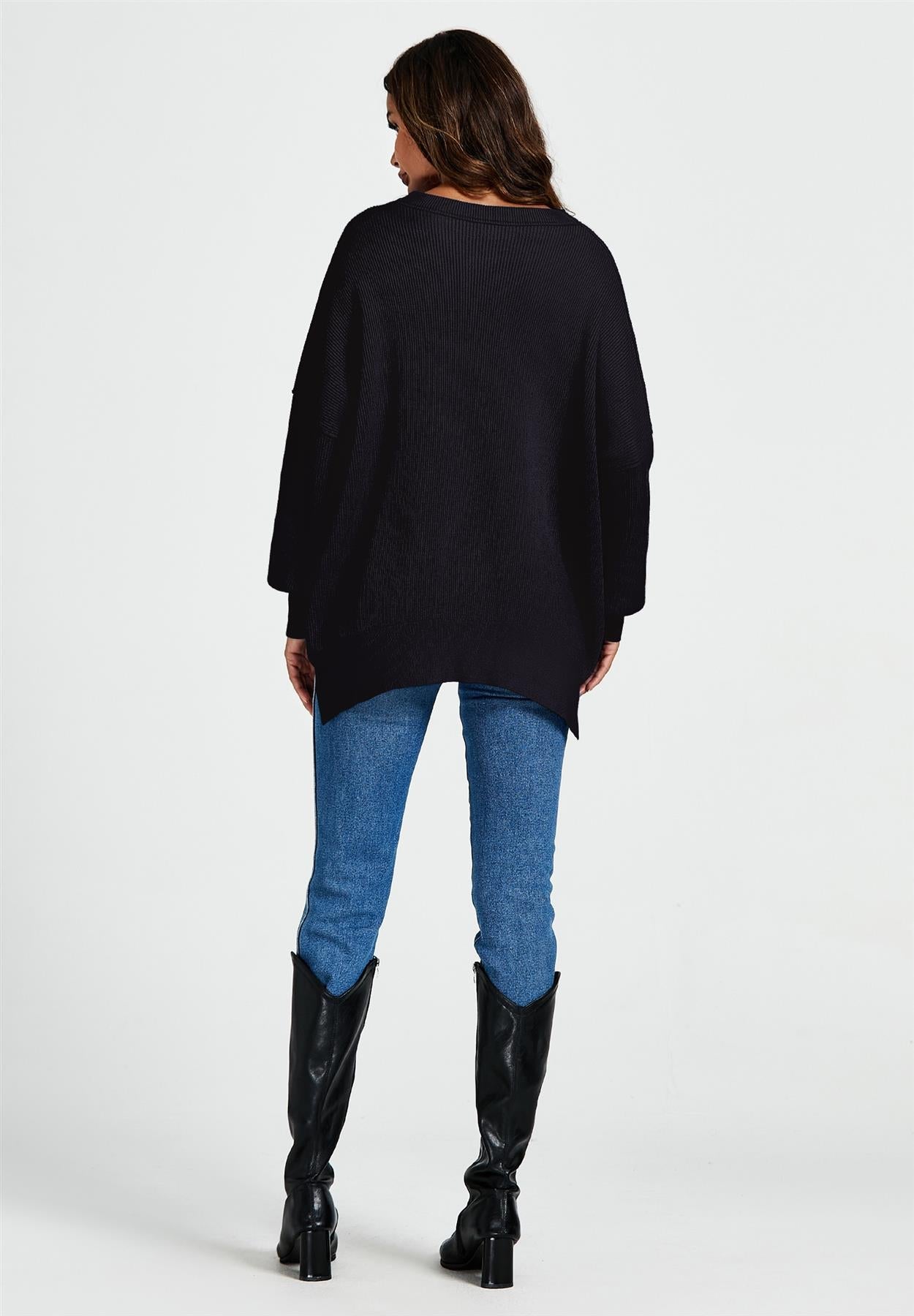 Oversized Jumper Top In Black - AXON