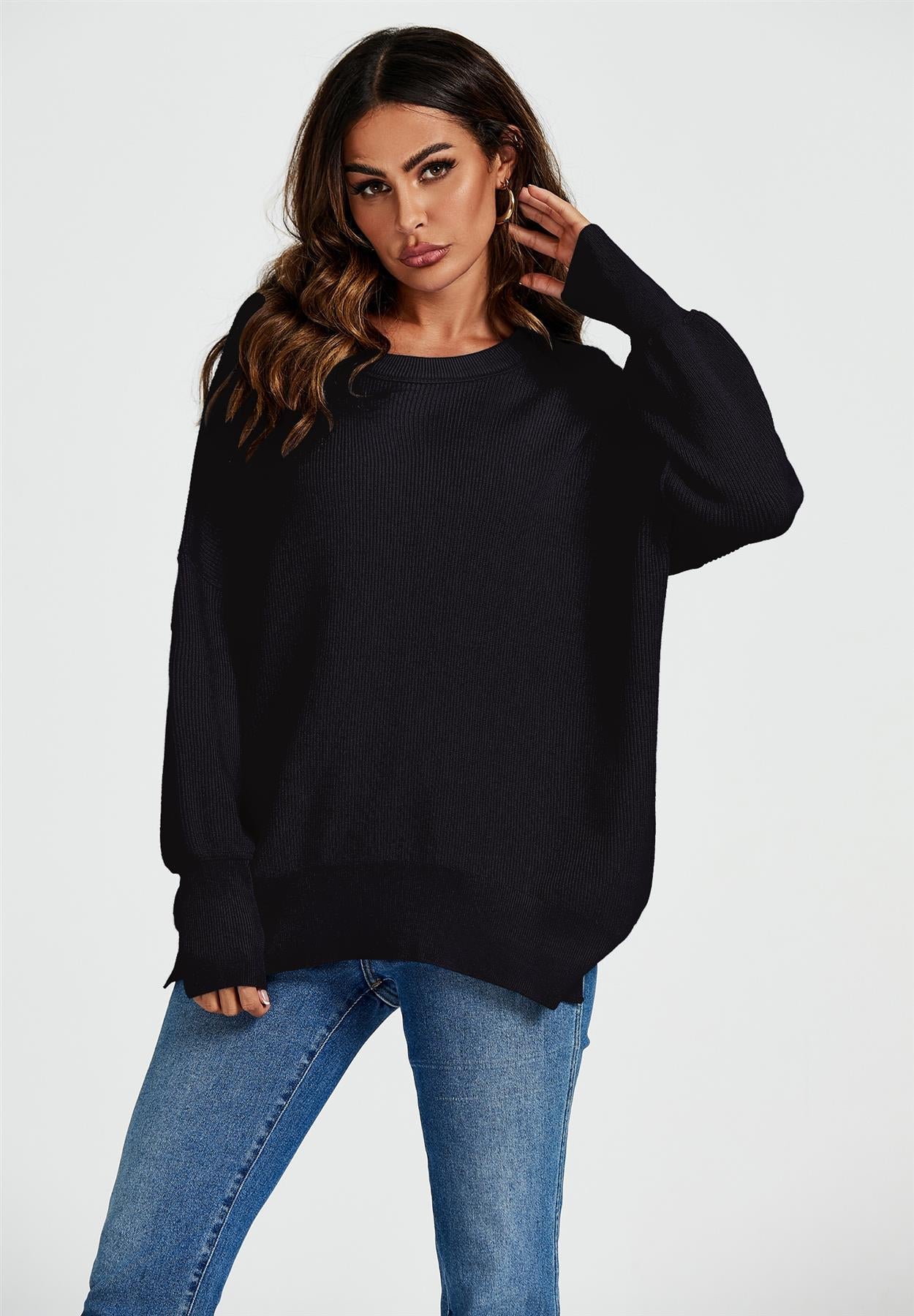 Oversized Jumper Top In Black - AXON