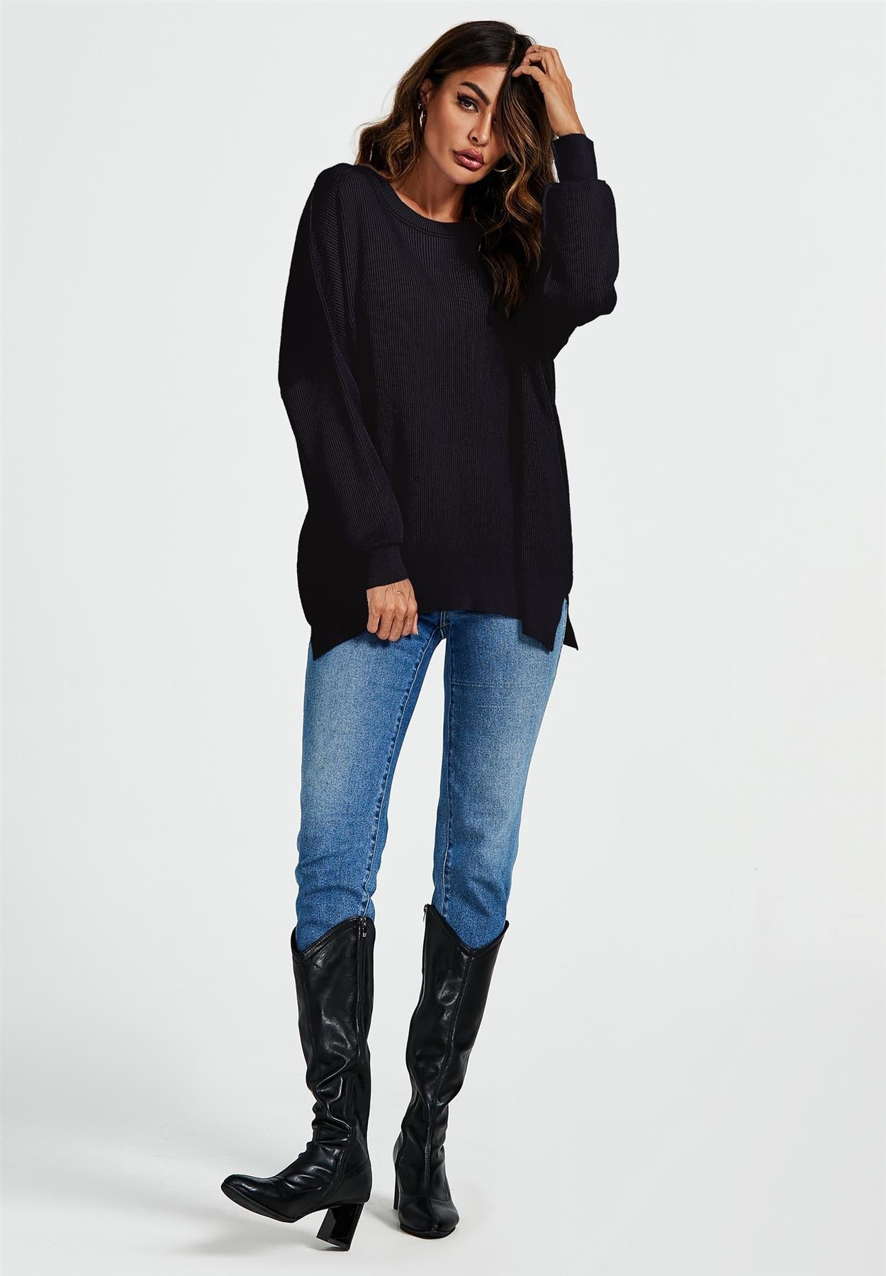 Oversized Jumper Top In Black - AXON