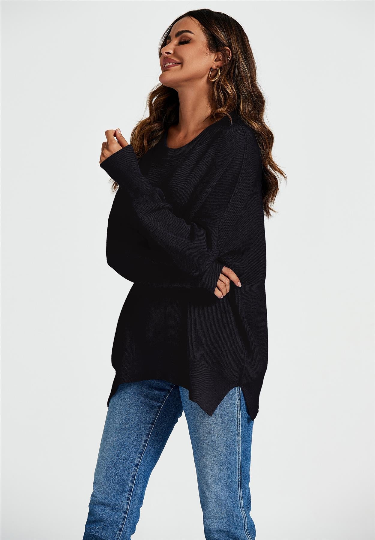 Oversized Jumper Top In Black - AXON