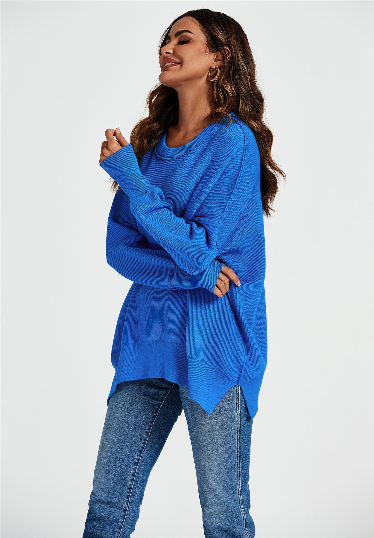 Oversized Jumper Top In Blue - AXON