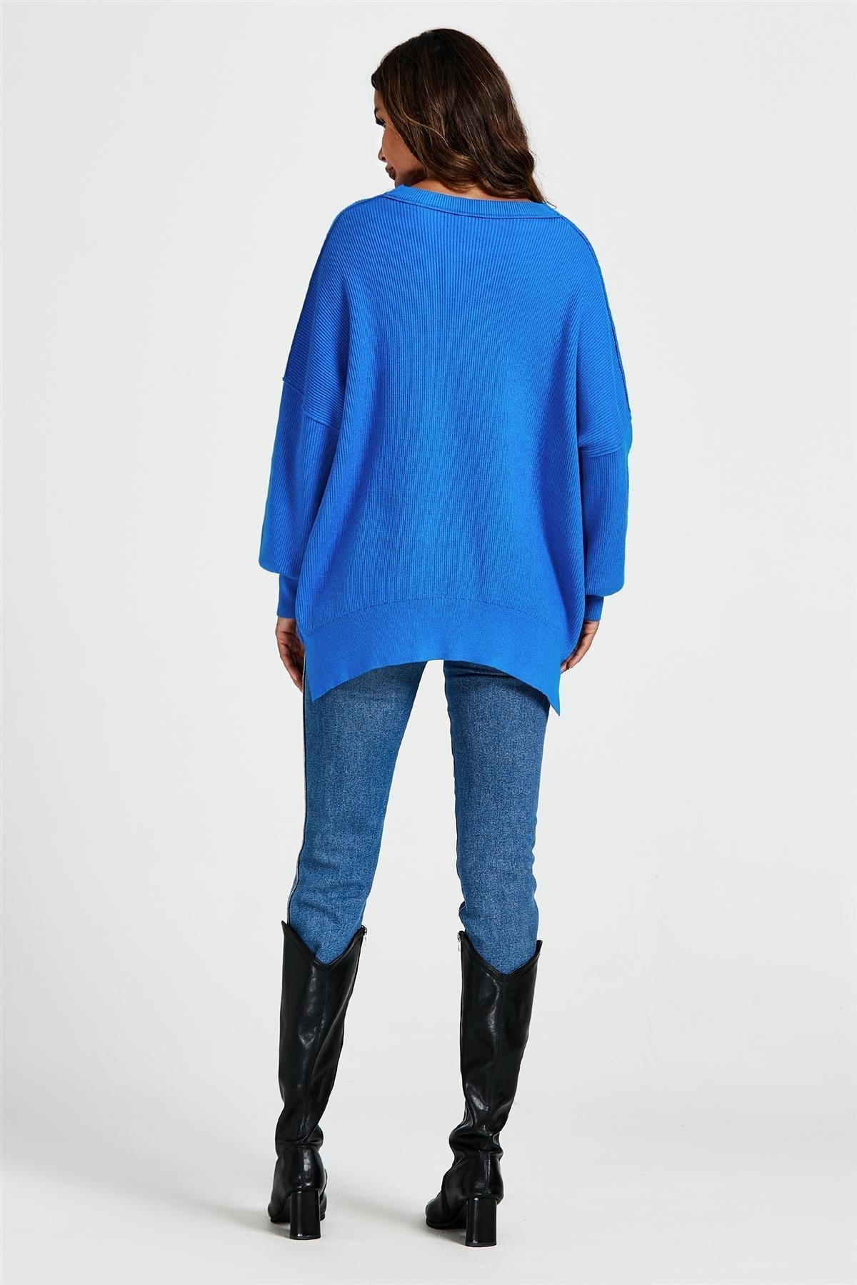 Oversized Jumper Top In Blue - AXON