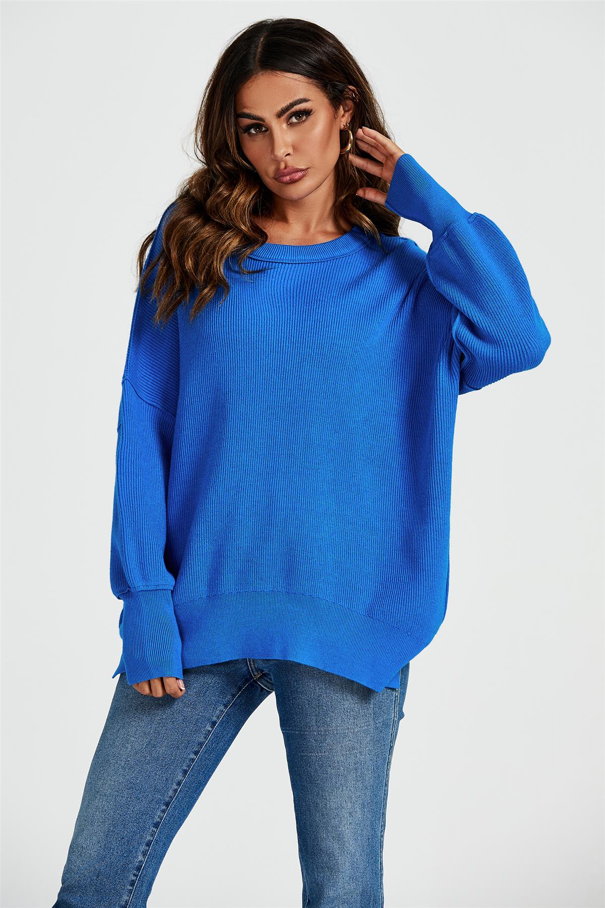 Oversized Jumper Top In Blue - AXON