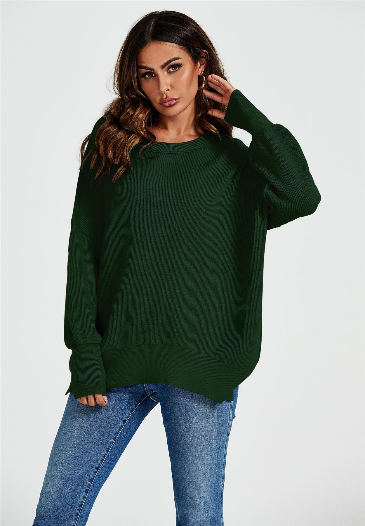 Oversized Jumper Top In Green - AXON