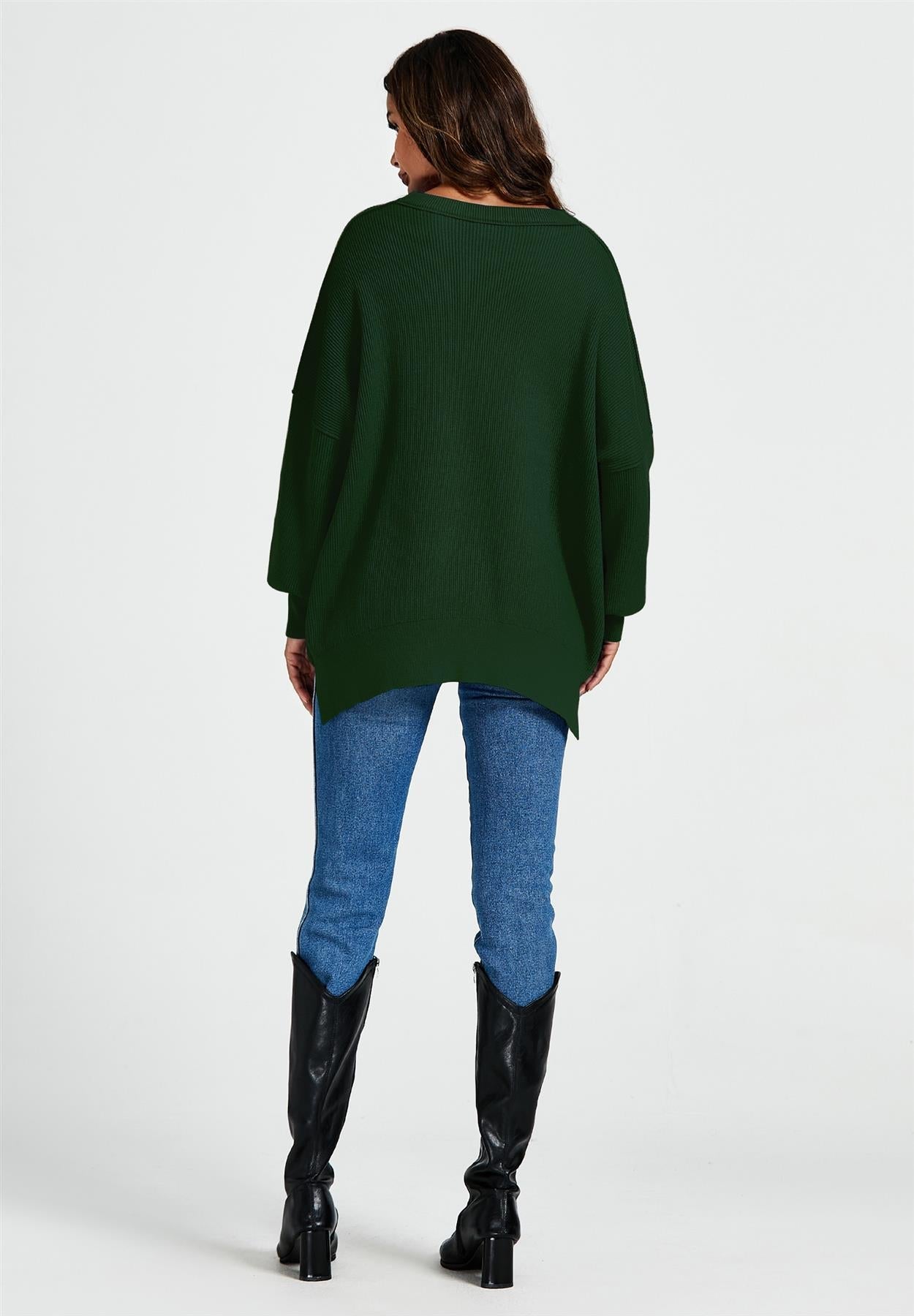 Oversized Jumper Top In Green - AXON