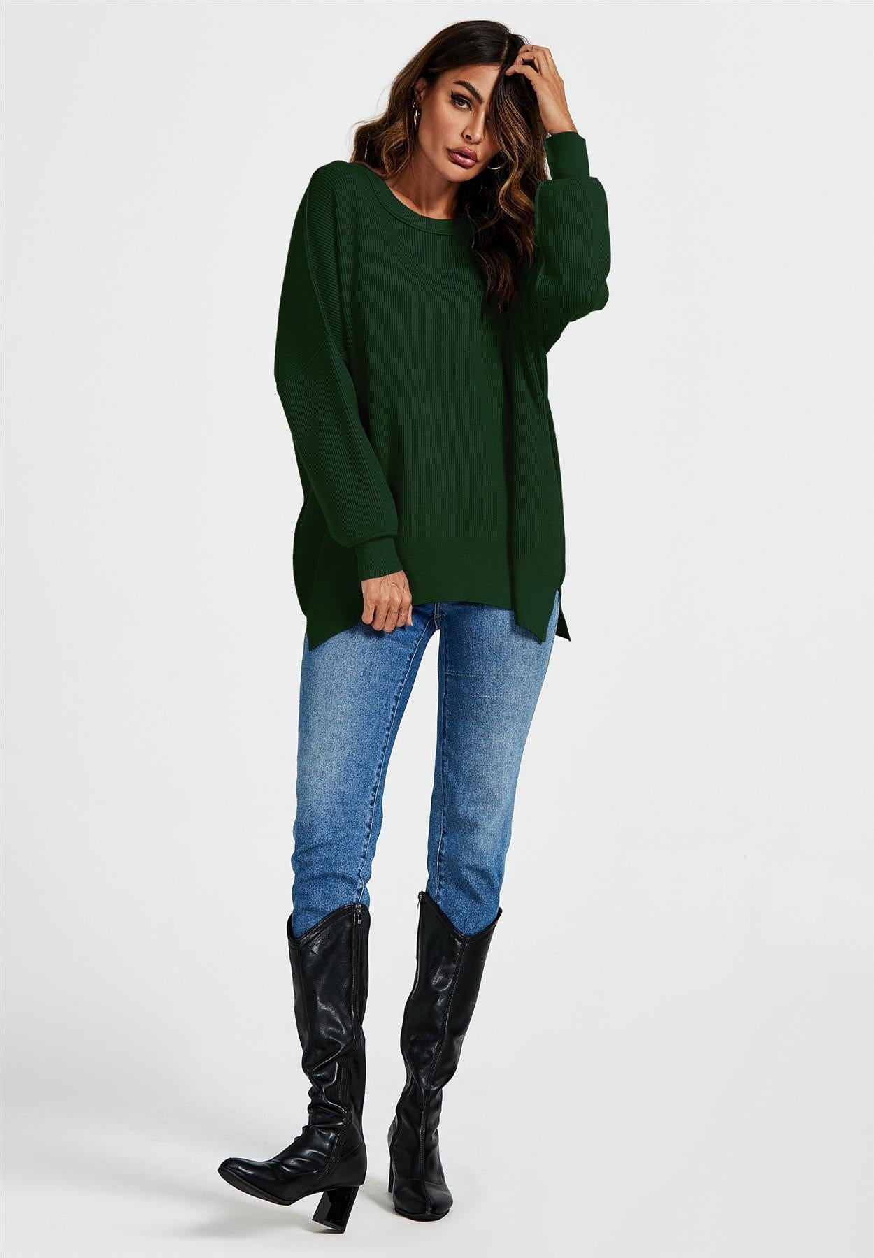 Oversized Jumper Top In Green - AXON