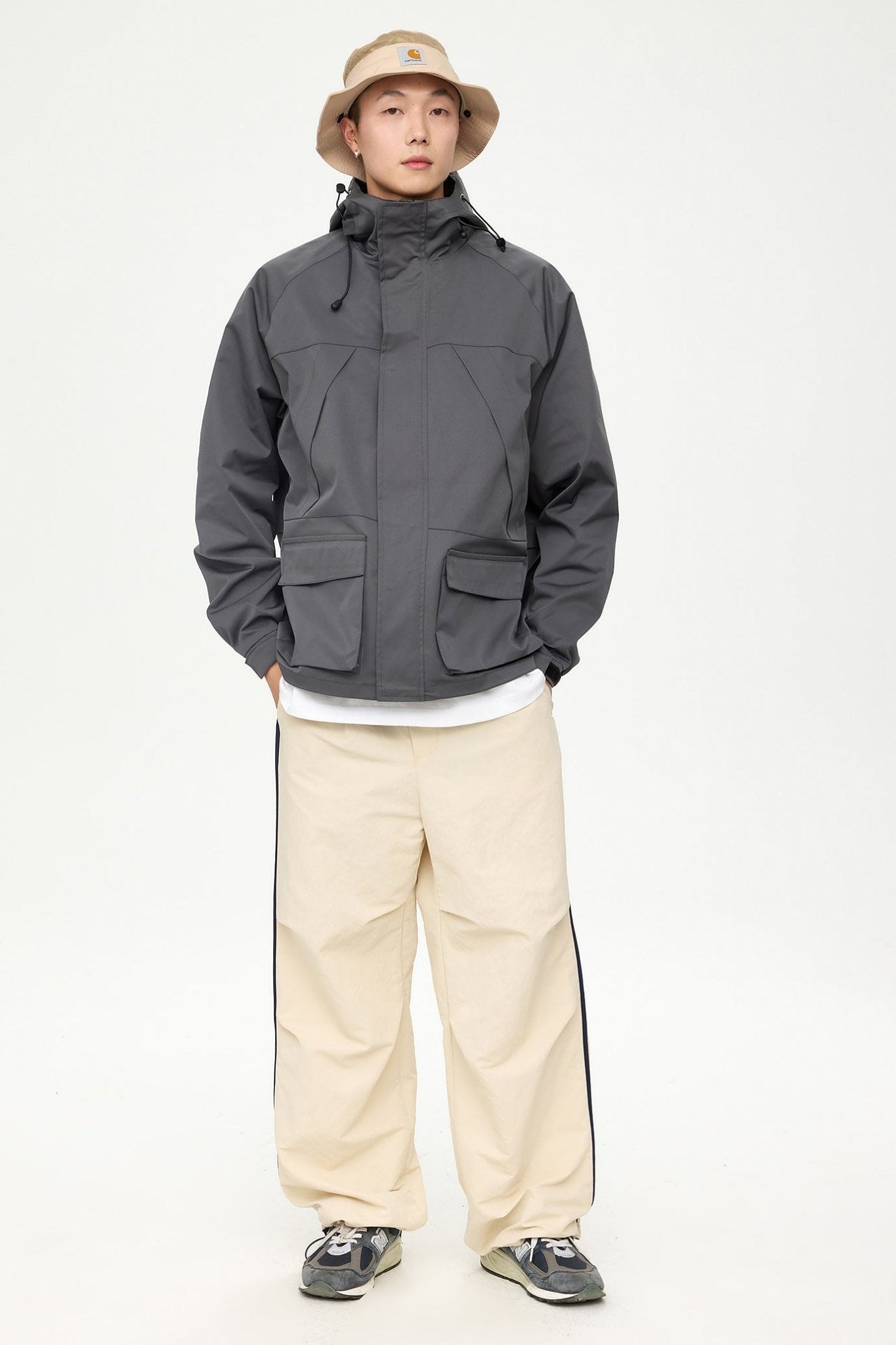 Patched Pockets Waterproof Jacket in Grey - AXON
