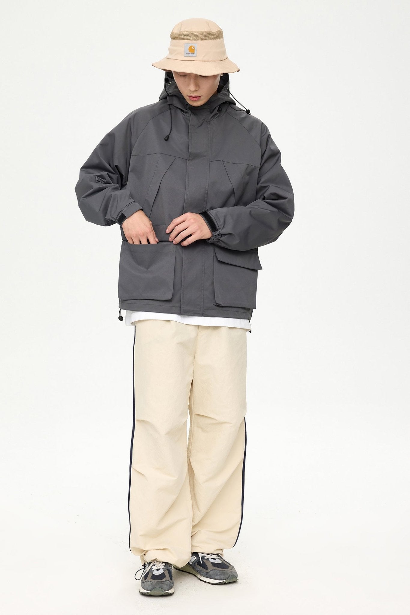 Patched Pockets Waterproof Jacket in Grey - AXON