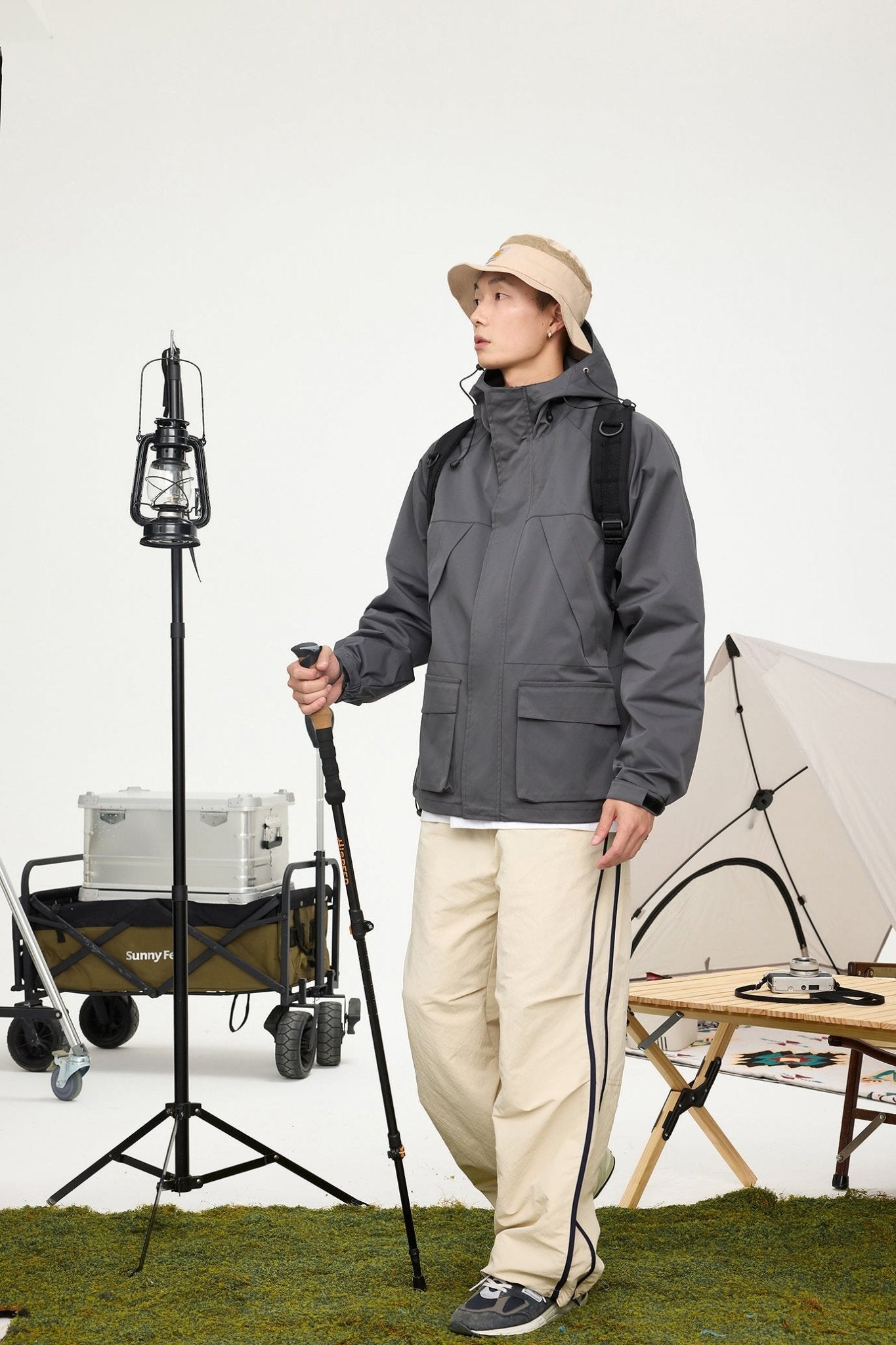 Patched Pockets Waterproof Jacket in Grey - AXON